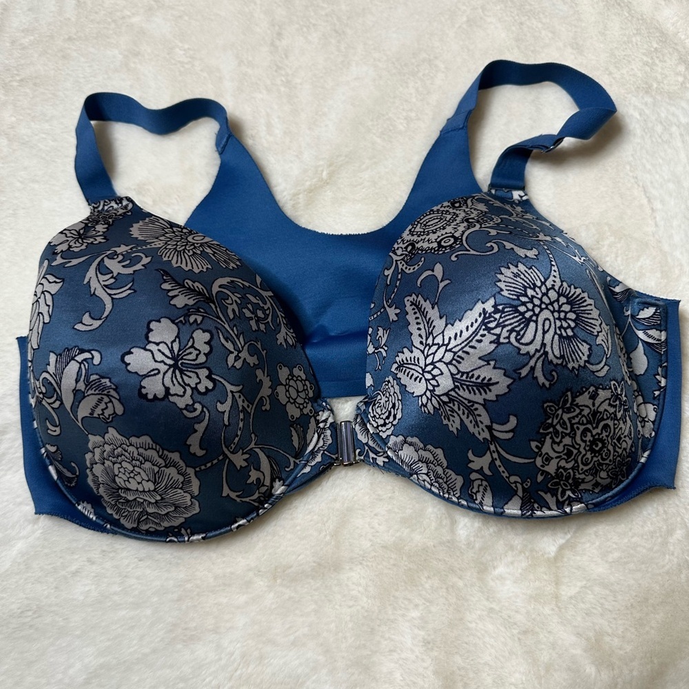 Soma Blue and Silver Floral Underwire Bra